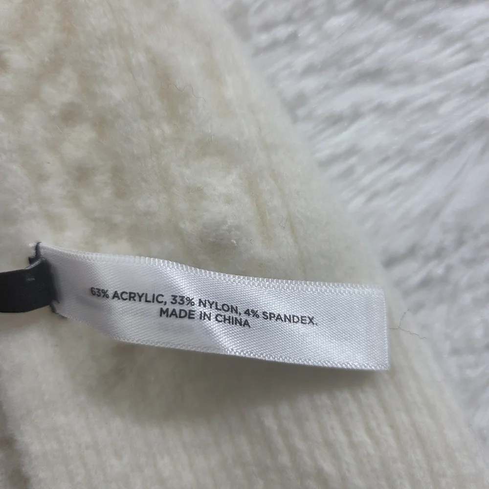 Talbots Ivory Cable Knit Scarf Pearl Beaded Soft Cozy Winter Wrap‎